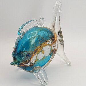 Brian Heritage Signed Vintage Y2K Art Glass Fish Sculpture Stunning Unique 6" L
